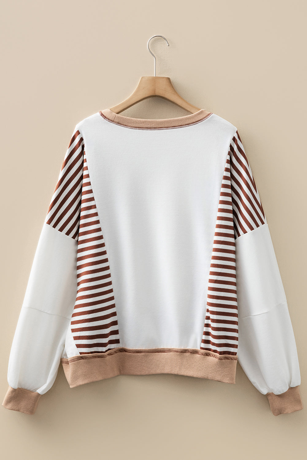 Brown Stripe Colorblock Patchwork Oversize Sweatshirt Dear-Lover Dropshipping